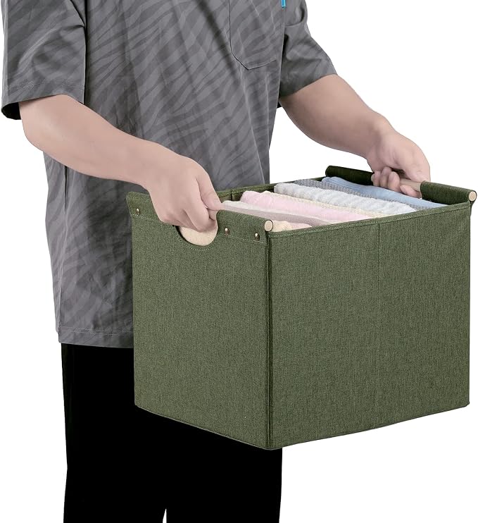 HOONEX Large Collapsible Storage Bins, Linen Fabric, Storage Baskets - Image 6