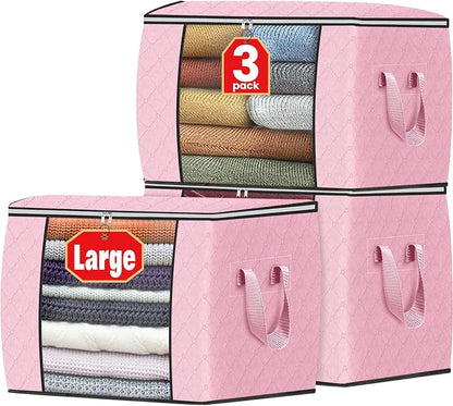 Fab totes 24 Gallons Clothes Storage, Foldable Thick Fabric Blanket Storage Bags by Fabtotes