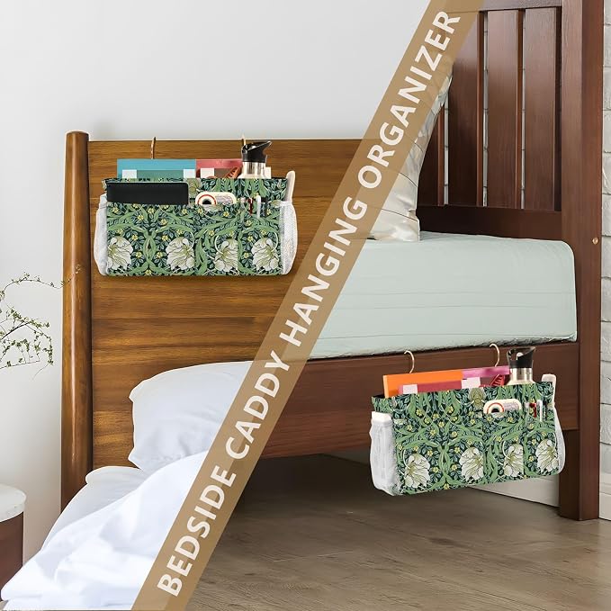 Bedside Caddy for Dorm Bed Bedside Hanging Caddy Bag Iron Frame Storage - Image 7