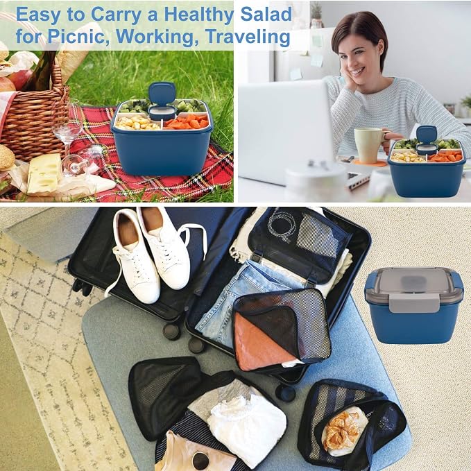 Salad Lunch Container To Go, 2 Packs 52-oz Salad Bowls to go - Image 7