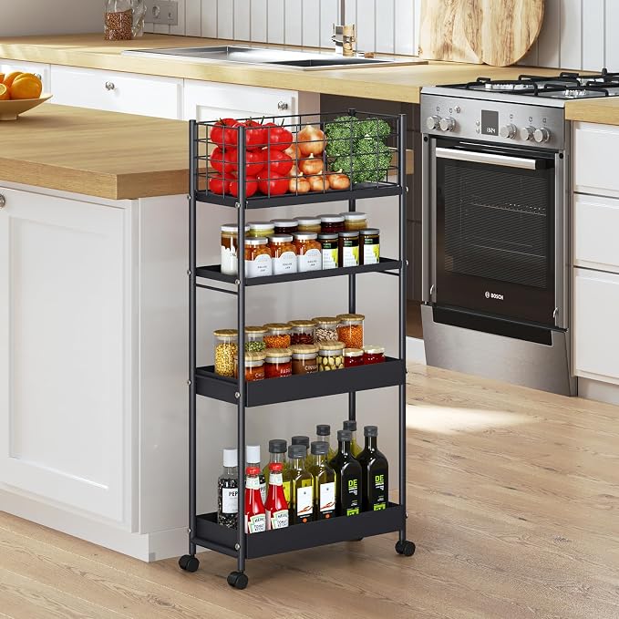 KINGRACK Slim Rolling Storage Cart 4 Tier - Image 7