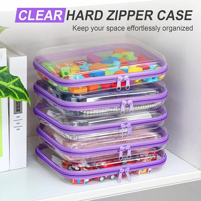 Sanwuta 6 Pcs Clear Hard Zipper Case Pencil Pouches Hard Plastic Zipper Pouches - Image 5
