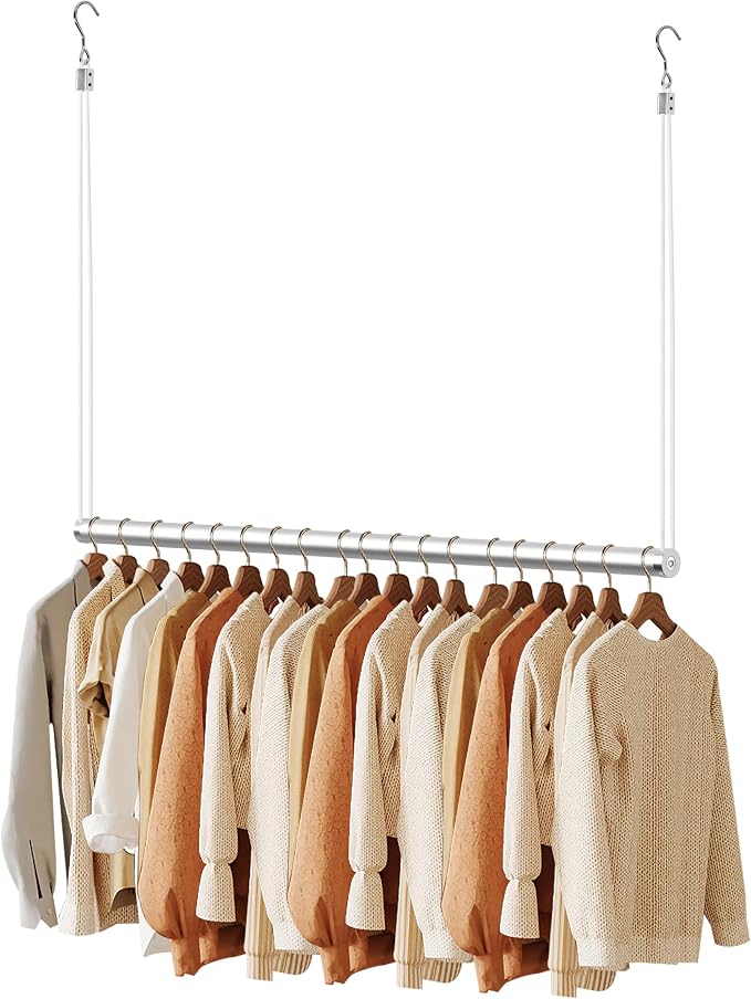 BaiNong Adjustable Closet Hanging Rod 44" Silver Closet Rod Extender | Heavy by BaiNong