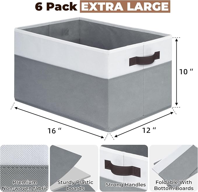 Criusia 6 Pack Clothes Bins for Organization - Image 2