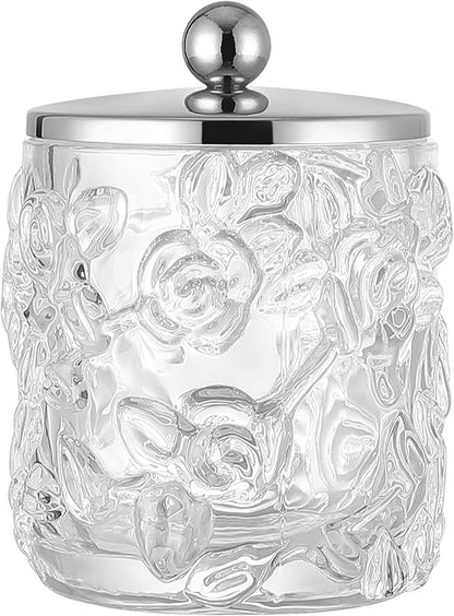 Clear Transparent Apothecary Floral Embossed Glass Jar by IndecorHome