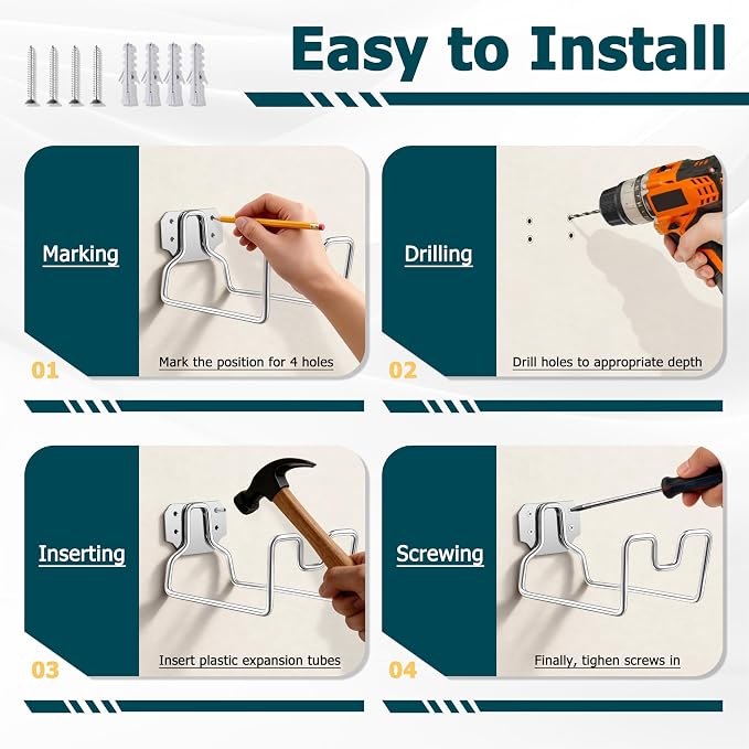 18/0 Stainless Steel Garden Hose Holder Hook, HaSteeL Metal Wall Mount Hanger - Image 8
