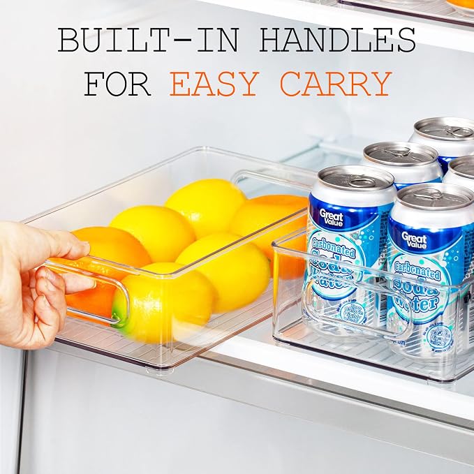 LotFancy Refrigerator Organizer Bins, 4 Pack, BPA Free Clear Plastic Storage - Image 5