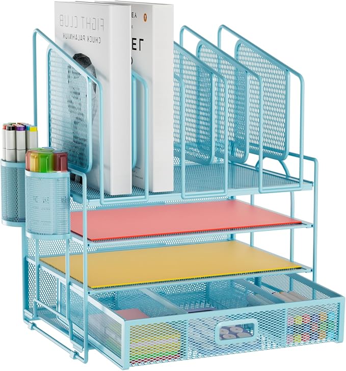 Marbrasse Desk Organizers, 4-Tier Mesh Desk File Organizer by Marbrasse