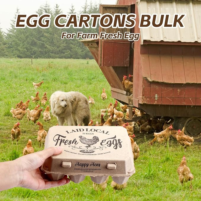 Zhanmai 100 Pack Egg Carton Bulk 12 Chicken Duck Egg Carton Vintage Printed - Image 3