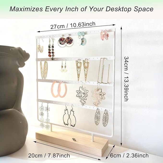 Earring Organizer Stand for Women, 4 Tier Tall Jewelry Holder Organizer Rack - Image 6