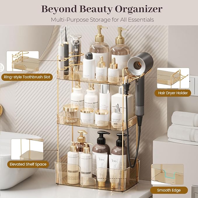 Aveniee Bathroom Counter Organizer, 3 Tier Skincare Perfume Countertop Storage - Image 2