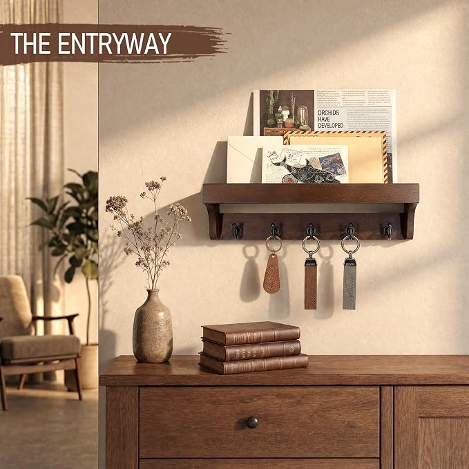 Walnut Wood Key Holder Wall Mount - Image 3