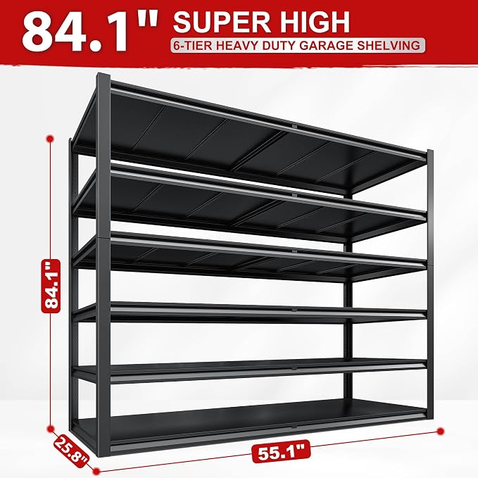 REIBII 84.1" H Garage Shelving, 3500LBS Storage Shelves Heavy Duty, Adjustable - Image 2