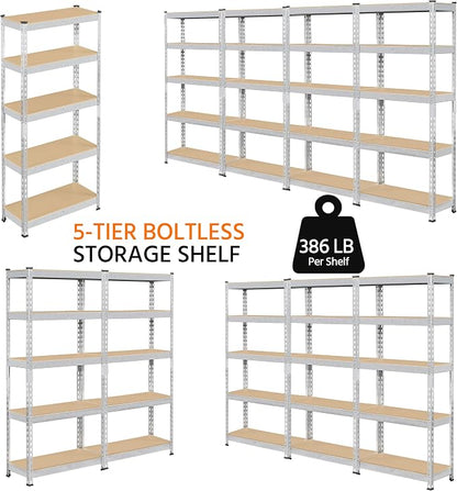 Topeakmart 5-Tier Utility Shelves, Metal Storage Shelves, Adjustable Shelving - Image 9