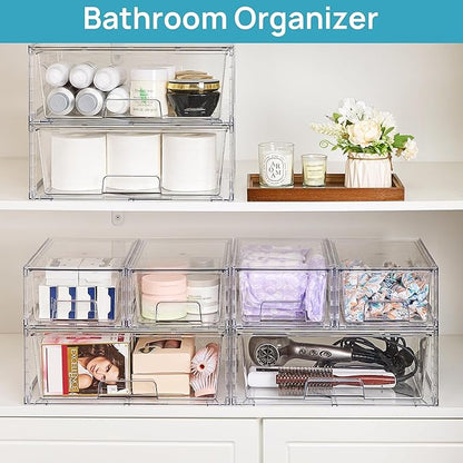 Vtopmart 5 Pack Stackable Storage Drawers, Easily Assemble Clear Plastic - Image 5