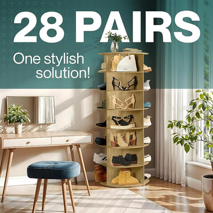 LOFT + IVY 7 Tier Rotating Shoe Rack Tower – 360° Spinning Storage Organizer - Image 5