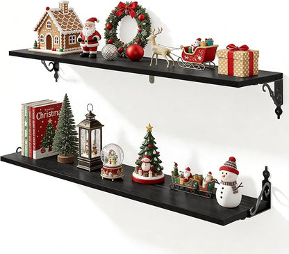 Fun Memories 40 Inch Floating Shelves Wall Mounted, 8 Inch Deep Wall Shelves by FunMemories