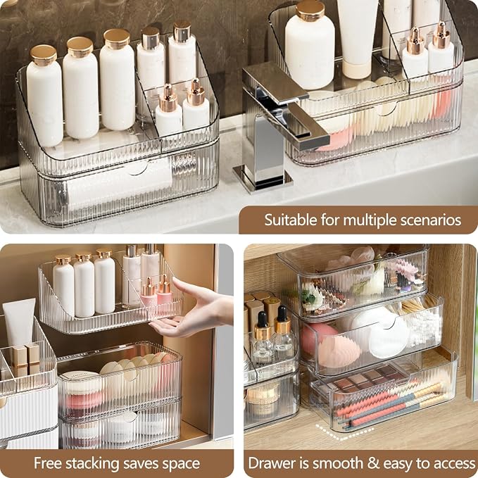 Medicine Cabinet Organizer 2 Tier, Stackable Bathroom Mirror Cabinet - Image 5