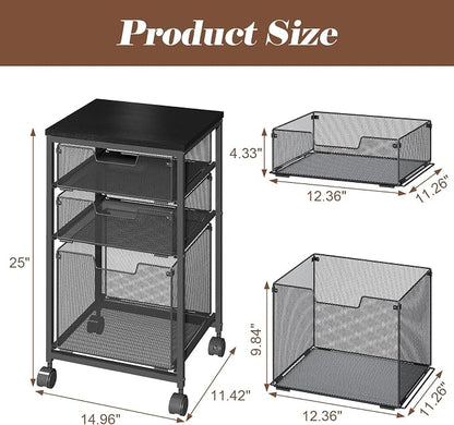 Sbanmao Rolling File Cart with 3 Drawers, Filing Cabinet, Hanging Folder Holder - Image 2