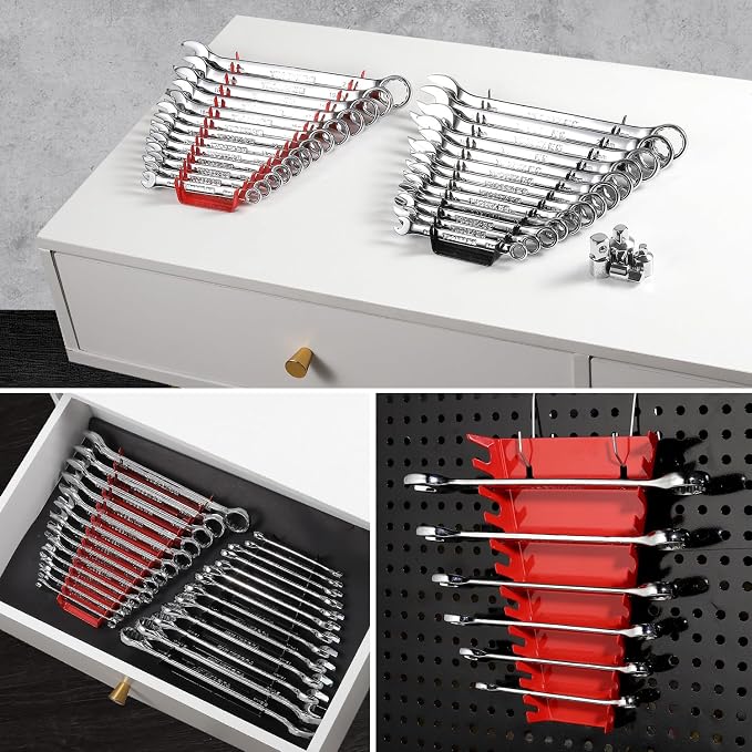 ALOANES 52-Slot Metal Wrench Organizer, Heavy Duty Hanging Wrench Organizer Tray - Image 7