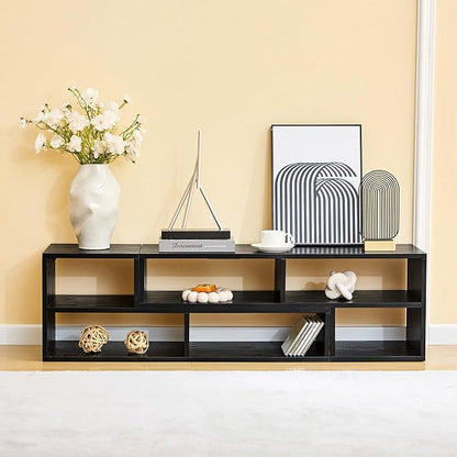 Black L-Shaped Modular Bookshelf TV Stand - Image 3