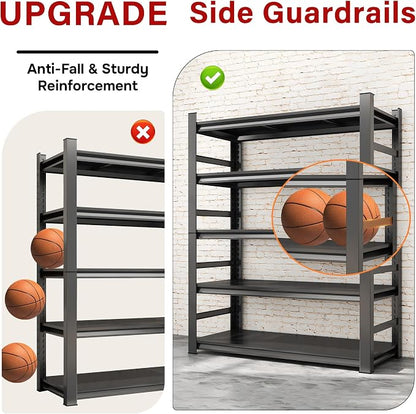 72" H Garage Shelves 5-Tier Heavy Duty Steel Rack 3000 lb Black | Storage - Image 3