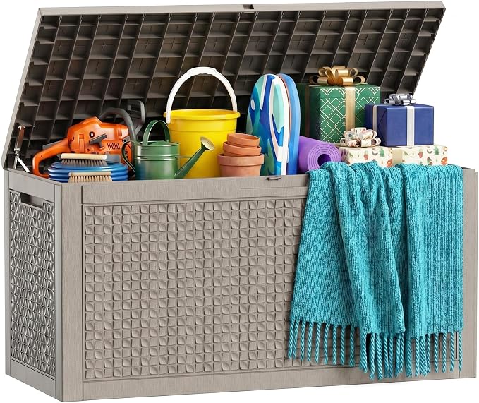 150 Gallon Outdoor Storage Box, Large Resin Deck Box Waterproof, Lockable Toy - Image 7