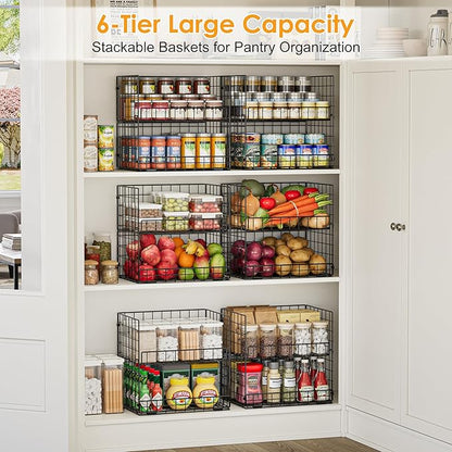 JKsmart 6-Tier XXL Stackable Wire Basket, Snack Organizer - Image 3