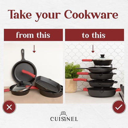 Pan Organizer - Silicone-Coated Non-Slip 12" Heavy Duty Skillet Rack - Kitchen - Image 2