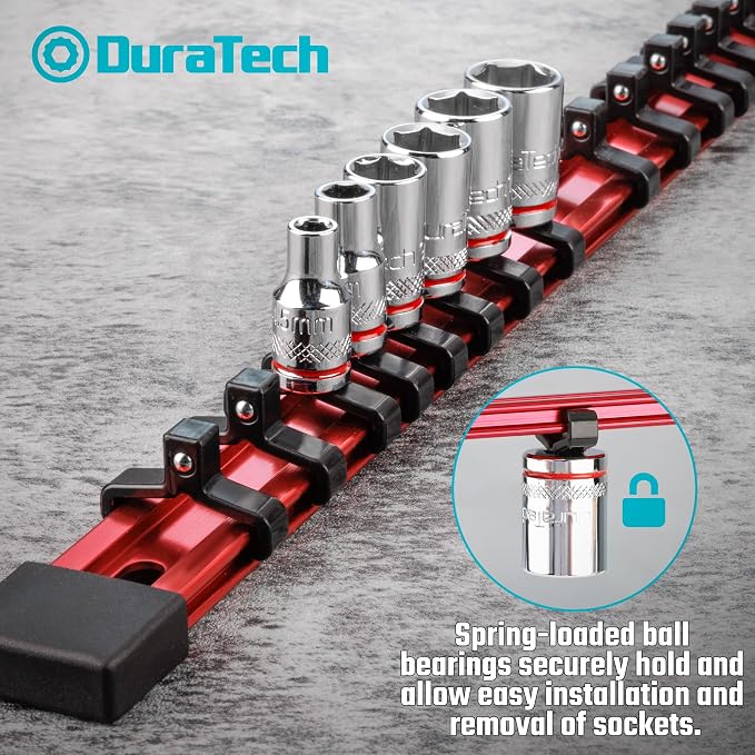 DURATECH Socket Organizer, 1/4-Inch Aluminum Alloy Socket Holder, Heavy Duty - Image 3