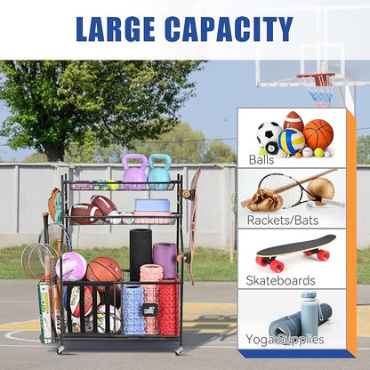 Mythinglogic Garage Sports Equipment Organizer, Baseball Storage Large Capacity - Image 2
