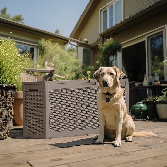 100 Gallon Resin Deck Box, Lockable Patio Outdoor Storage Box - Image 7