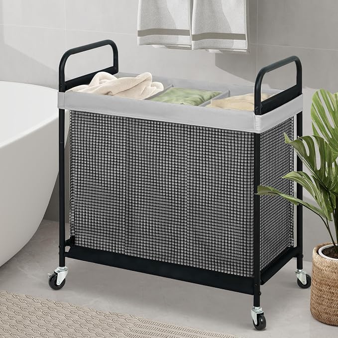 STO STO Laundry Hamper 3 Section, 120L Rolling Laundry Sorter Cart - Image 3