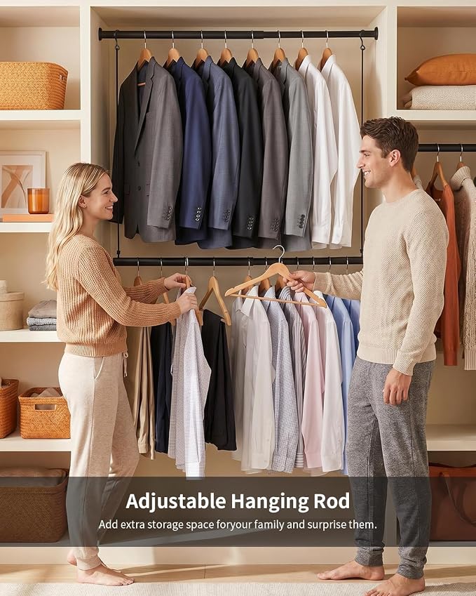 BaiNong Adjustable Closet Hanging Rod 17-30" Black 2 Pack | Closet Rod Extender - Image 2