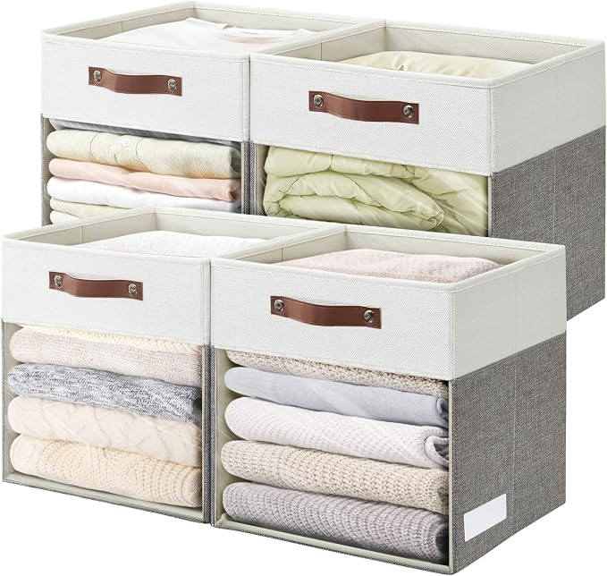 Bagnizer Storage Cubes, 4 Pack Linen Foldable Storage Bins by Bagnizer
