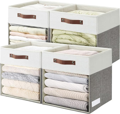 Bagnizer Storage Cubes, 4 Pack Linen Foldable Storage Bins by Bagnizer