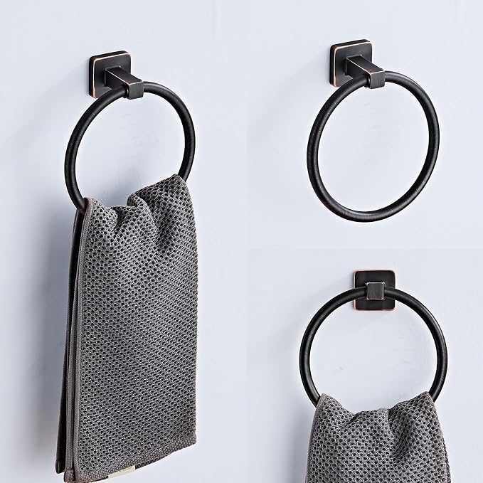 Bathroom Hardware Set 4 Pieces, Oil Rubbed Bronze Towel Bar Set Stainless Steel - Image 3