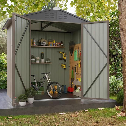 JUMMICO Metal Outdoor Storage Shed 6 x 8 FT Metal Shed - Image 7