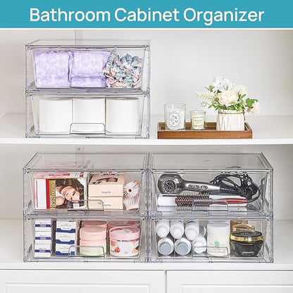 Vtopmart 4 Pack Large Clear Stackable Storage Drawers | Easily Assemble - Image 6