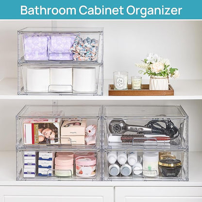 Vtopmart 8 Pack Stackable Storage Bins, Easily Assemble Clear Acrylic Bathroom - Image 4
