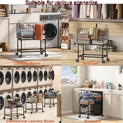 Wire Laundry Hamper Cart, Rolling Laundry Carts - Image 7