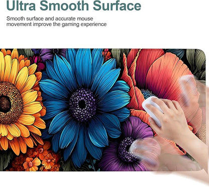 Flower Gaming Mouse Pad 31.5"x11.8"Desk Mat Anti-Slip Rubber Base & Durable - Image 5