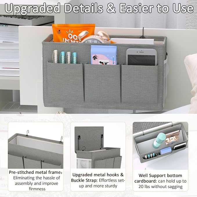 Dual-purpose Bedside Caddy Bedside Organizer, Bed Caddy - Image 3