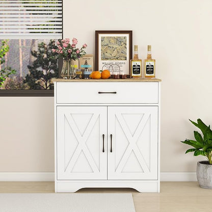 Panana Wooden Cabinet 1 Drawer and 2 Doors Storage Cupboard Coffee Bar - Image 2