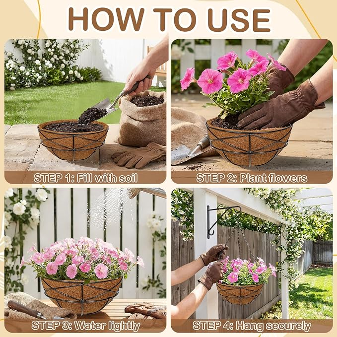 4 Pack 10 inch Metal Hanging Baskets - Image 4