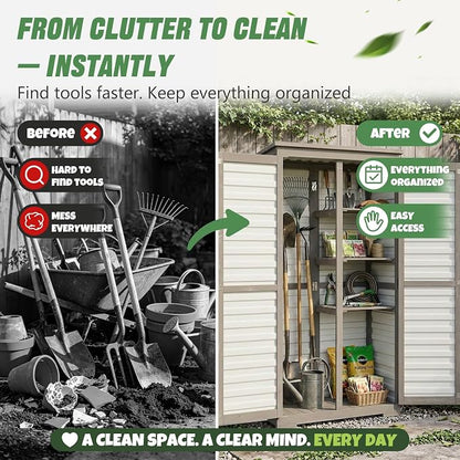Outdoor Storage Cabinet – Store More in Less Space, Tall Vertical Garden Tool - Image 2