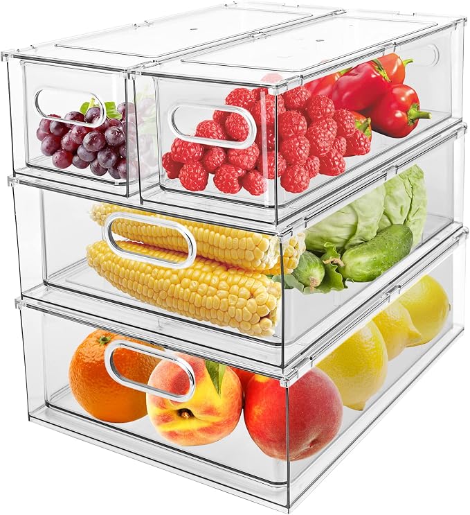 4 Pack Refrigerator Organizer Bins by GREENBY