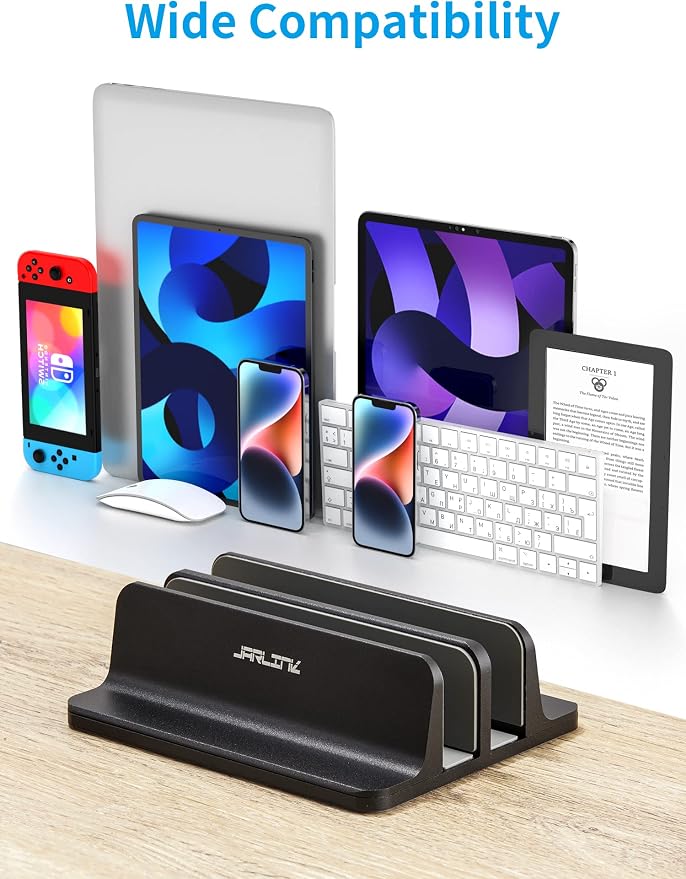 JARLINK Vertical Laptop Stand Holder, Aluminum Double Desktop Stand Holder - Image 2