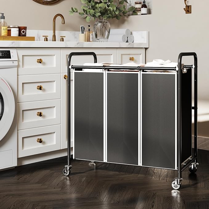 ROMOON Laundry Sorter 4 Section and 3 Section, Separated Laundry Hamper Cart - Image 4