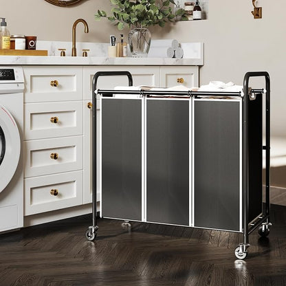ROMOON Laundry Sorter 4 Section and 3 Section, Separated Laundry Hamper Cart - Image 4